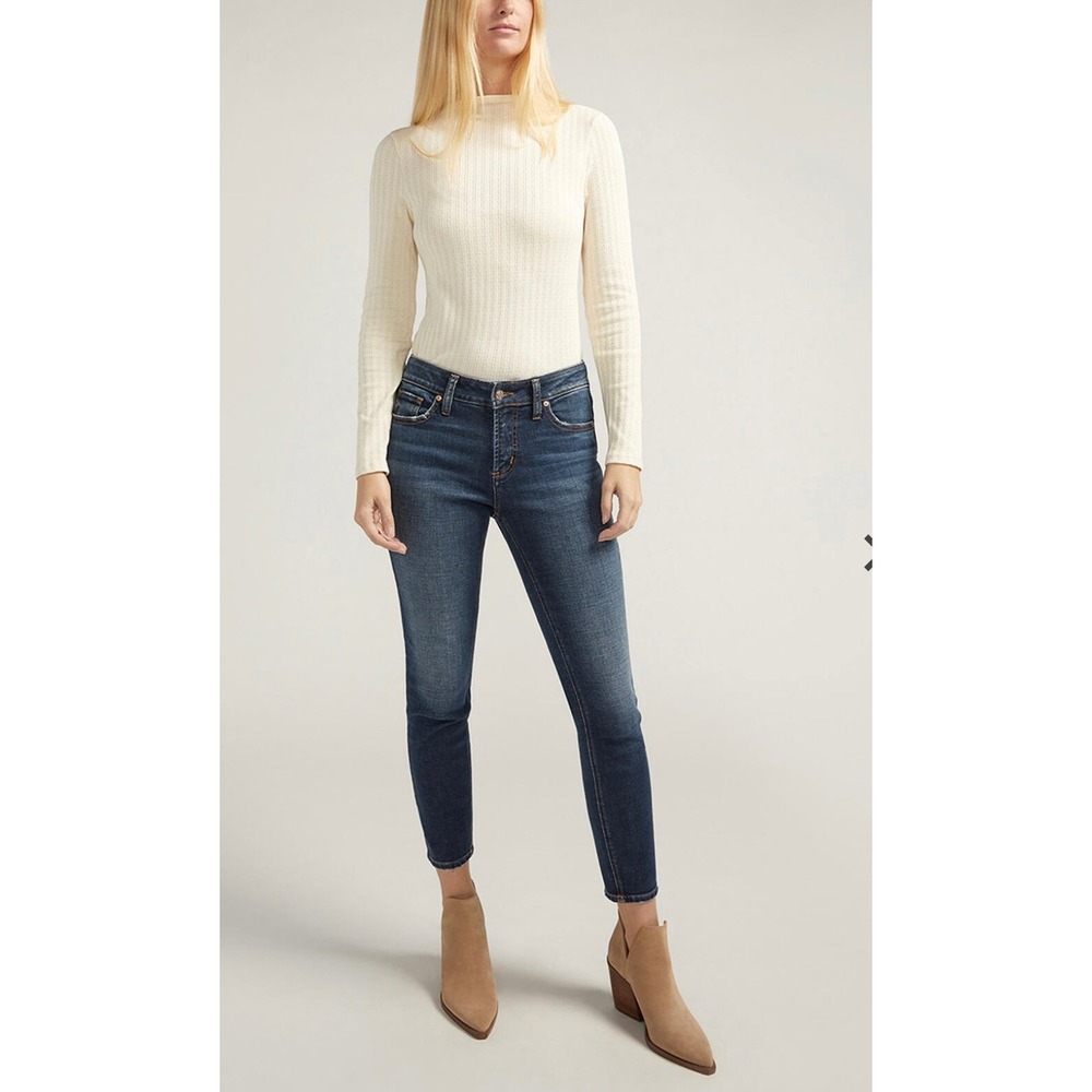 Silver Jeans Size 26 Women's Elyse Skinny Crop‎ Dark Wash Denim Jeans